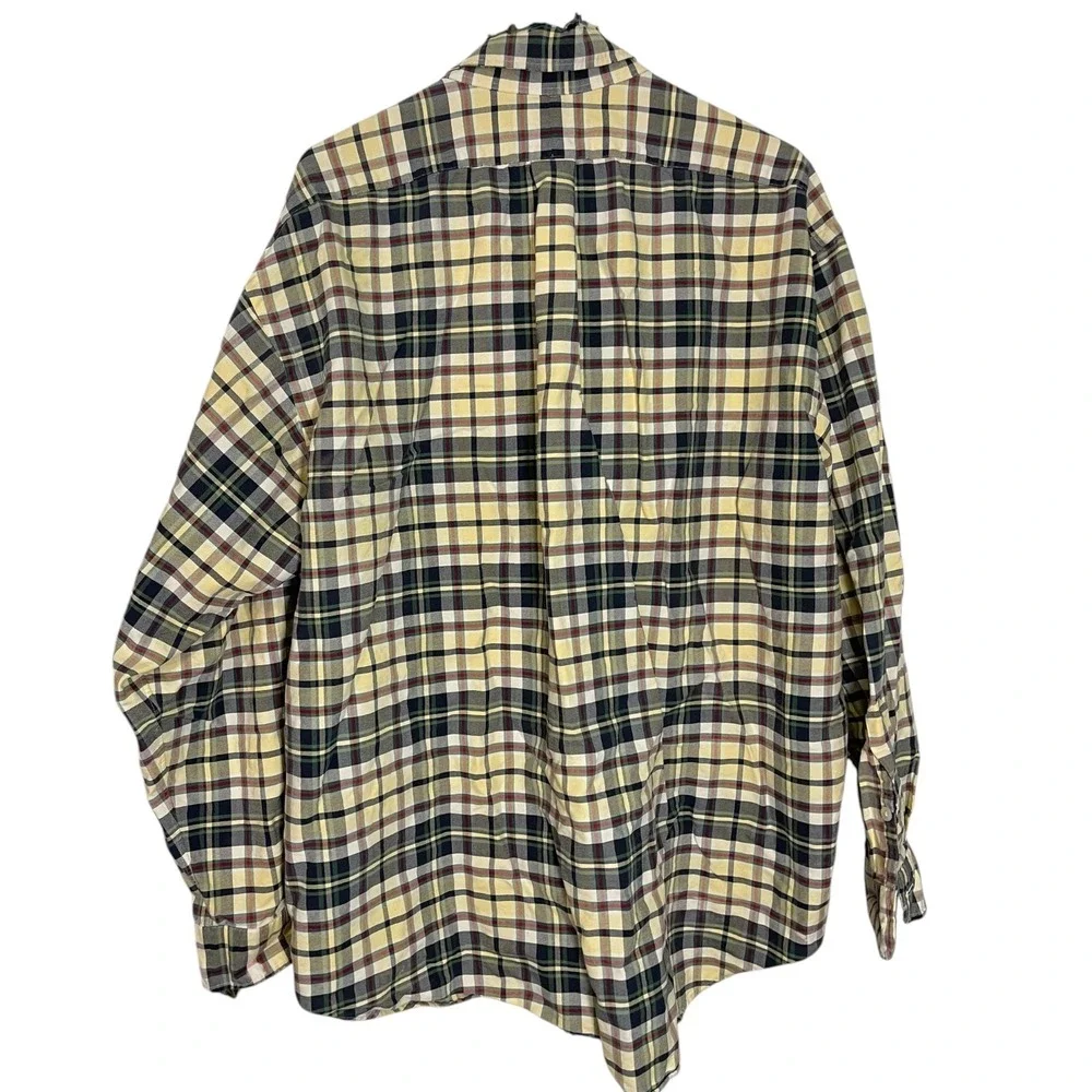 Vintage Polo Ralph Lauren XL Plaid‎ Button Down Big Shirt Distressed Thrashed